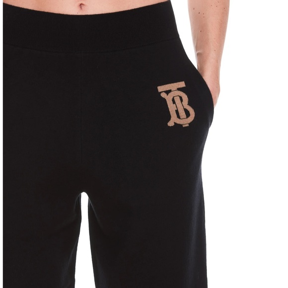 Burberry TB Monogram Cashmere Black Sweat Track pants SZ M NWT - Picture 12 of 12